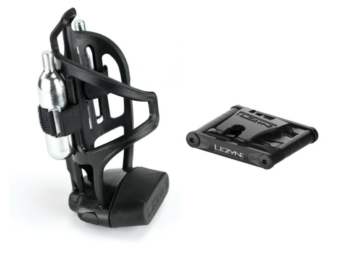 Special LEZYNE Bottle Cage with Mini Bag Tubeless Flow | incl. Multitool and CO2 Cartridges