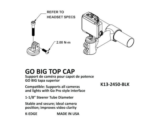 Free Delivery K-EDGE Stem Mount Go Big for GoPro Top Cap