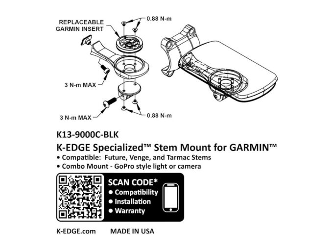 100% Guarantee K-EDGE Computer Mount Garmin for Specialized Future Combo Mount
